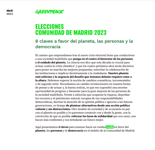 Elecciones Comunidad de Madrid: 8 claves a favor del planeta, las personas y la democracia