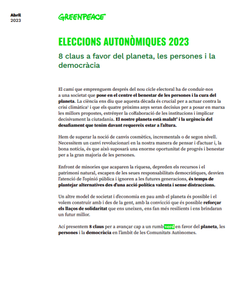 Eleccions autonòmiques 2023: 8 claus a favor del planeta, les persones i la democràcia