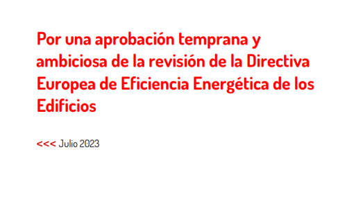 Por una aprobación temprana y ambiciosa de la revisión de la Directiva Europea de Eficiencia Energética de los Edificios