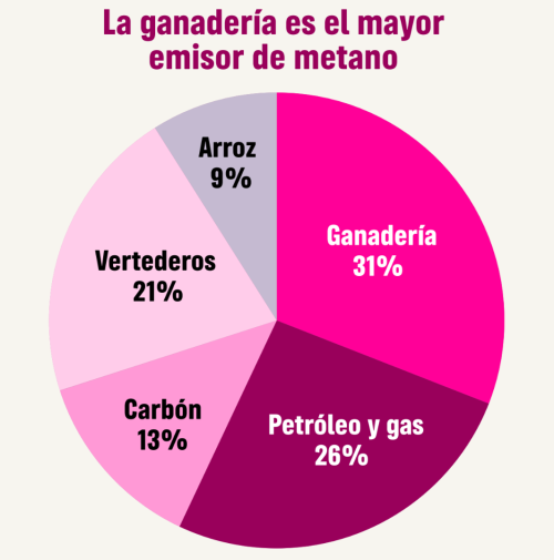 Porcentaje de las emisiones anuales de metano estimadas por sector 